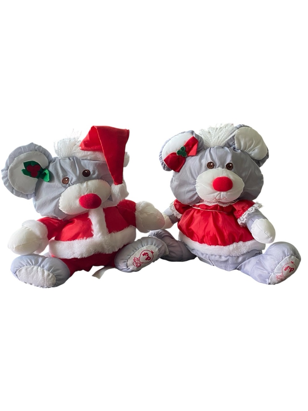 Vintage Puffalump Christmas Mice Santa Mrs. Claus Mouse Fisher Price Plush